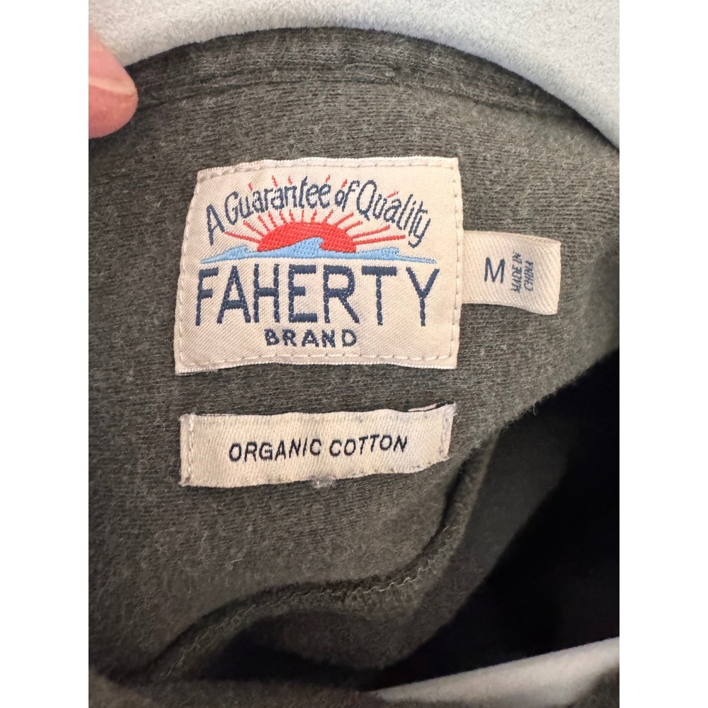 Faherty Brand Mens Organic Cotton Knit Button Down Shirt Olive Green Size M - Picture 3 of 3